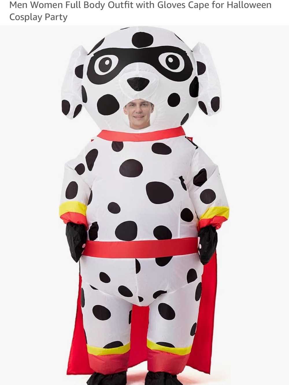 Inflatable Dalmatian Adult Costume with Red Cape - Unbranded